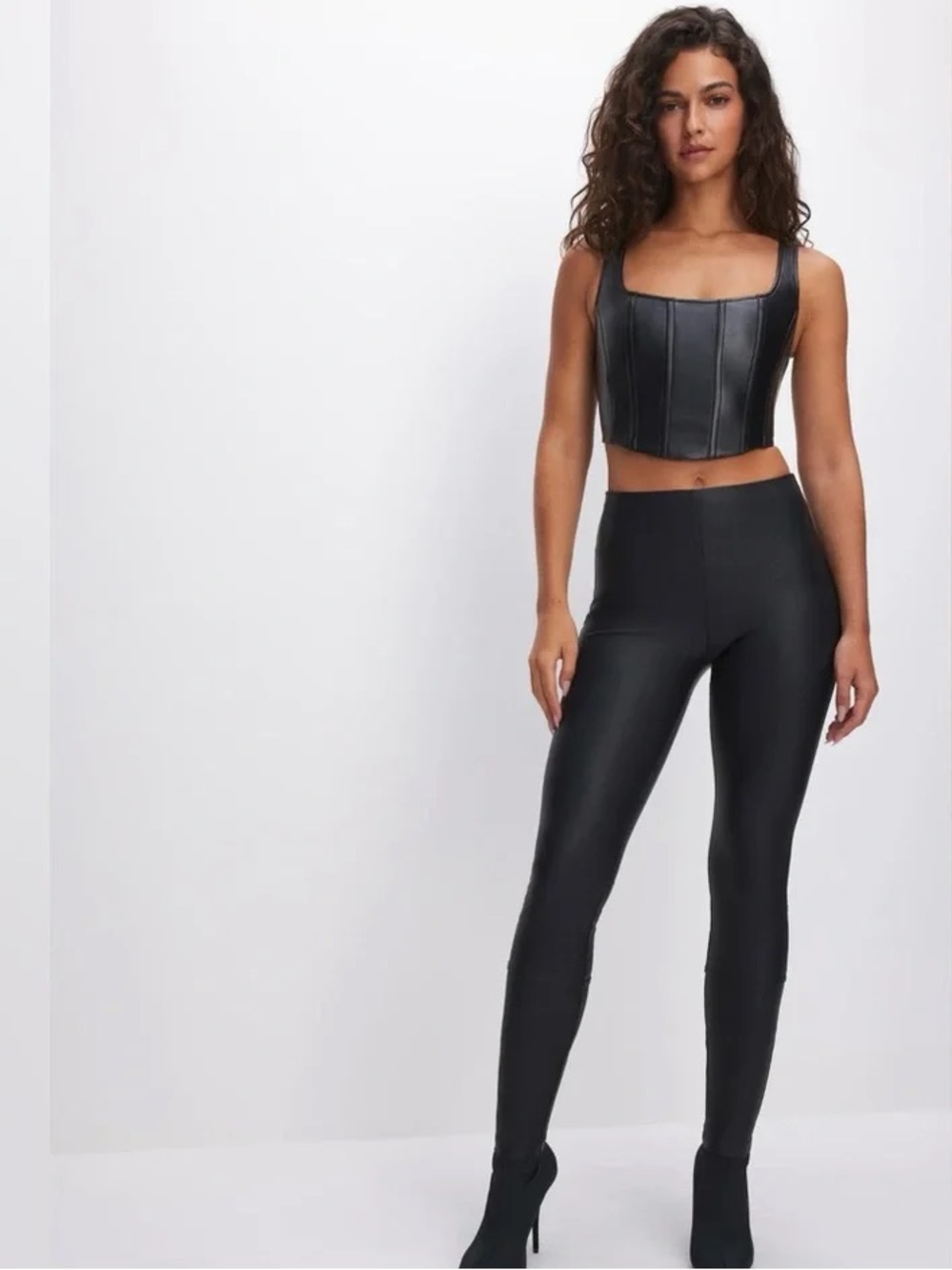 NWT Good American Black Faux Leather Leggings